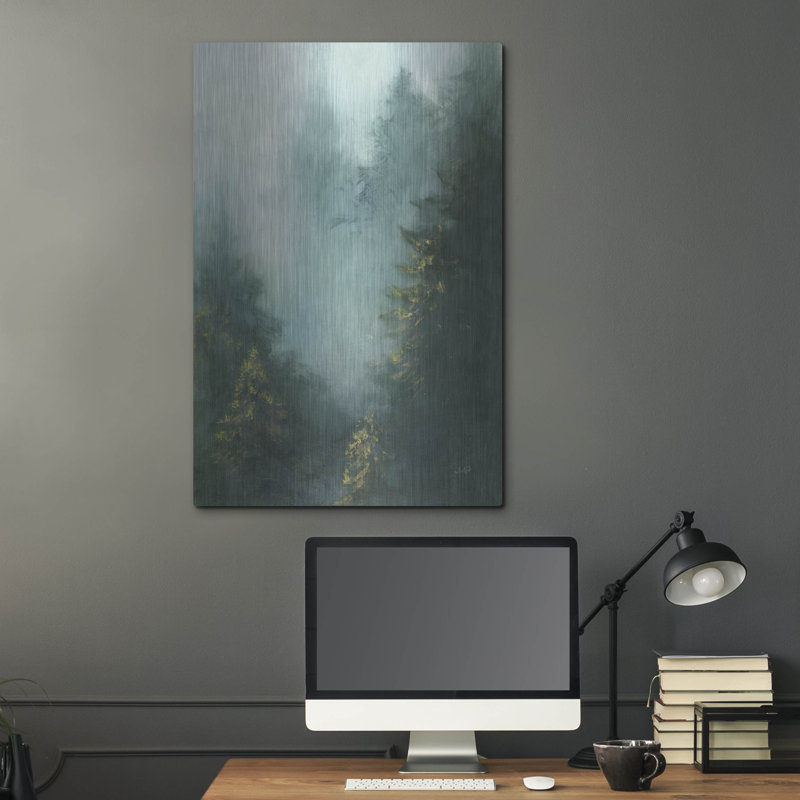 Art mural en métal «Misty Forest 4» par Julia Purinton, H 36 po x l 24 po