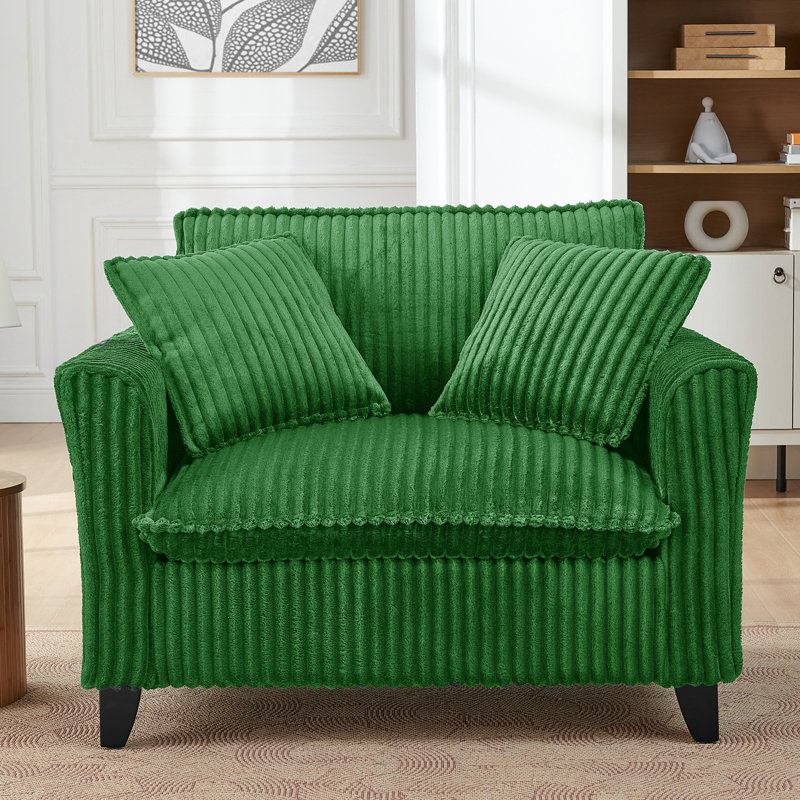 Fauteuil en velours côtelé l 46 po, Vert