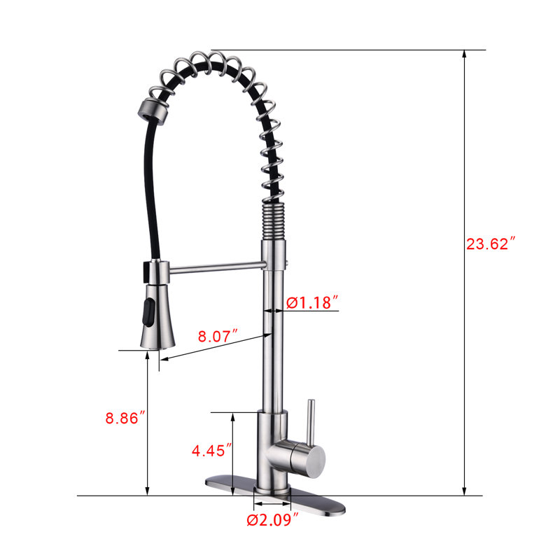 BATHLET Pull Out Kitchen Faucet, Brushed Nickel