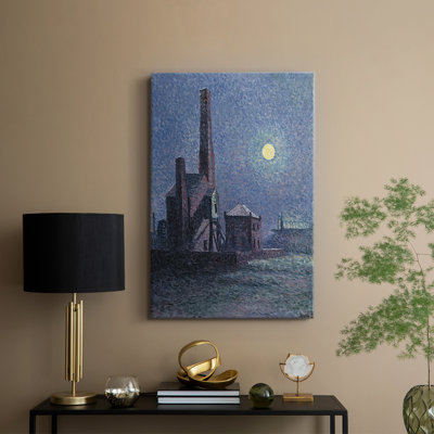 Usine au clair de lune - Toile tendue avec châssis par Maximilien Luce