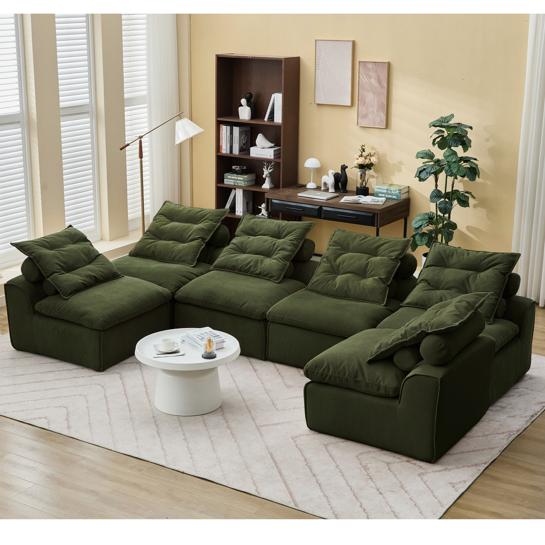 Mercer41 Modular Corduroy , 6 Seats, , Armrest-, Diy Designs, Includes ...