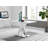 Edzard Chrome & White High Gloss Dining Table Set with 4 Luxury Faux Leather Dining Chairs-987743738