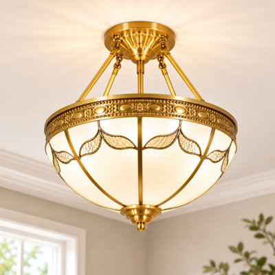 Plafonnier semi-encastré 4 lumières style Tiffany