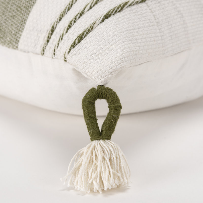 Housse et insert de coussin carré 100% coton Arnell, Vert/blanc