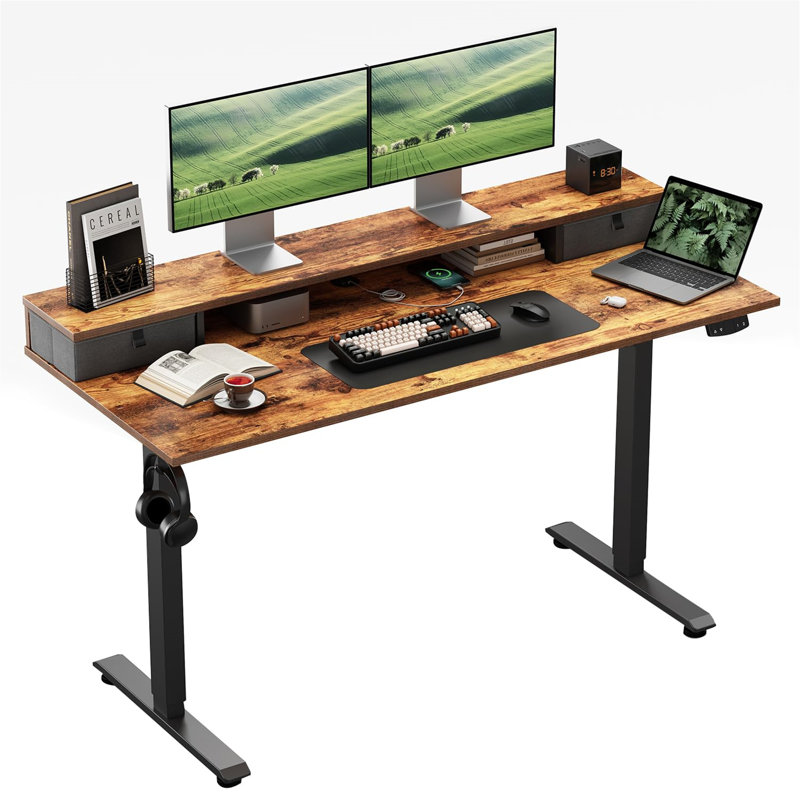 Adjustable Metal Base Computer Desk, White