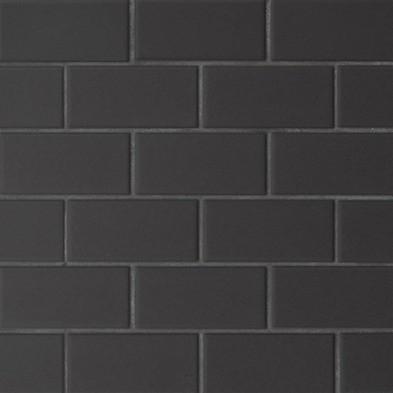 Le Cafe 2" x 4" Mesh Mount Matte Porcelain Mosaic Tile, Black