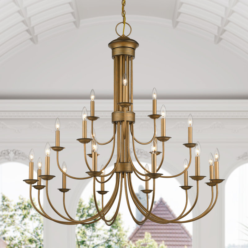 Arunvir 21 - Light Steel Dimmable Chandelier, Antique Gold Leaf
