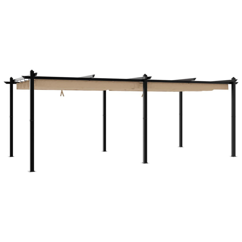 Garden Gazebo With Retractable Roof Aluminium, Taupe, 220cm H x 600cm W x 300cm D