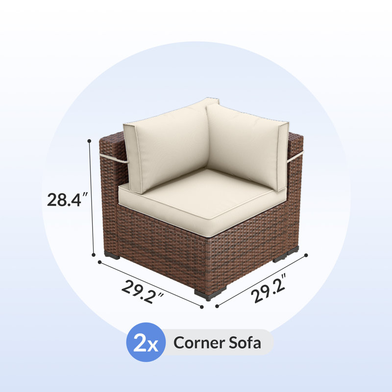 Babak 58.4'' Wicker Outdoor Loveseat With 4"D Cushions, Cream