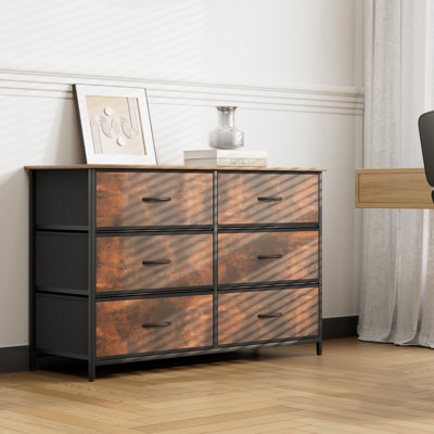 Commode en tissu Bannu avec 6 tiroirs profonds pour la chambre à coucher et le salon