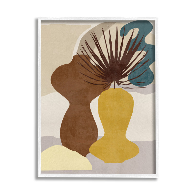 Vases Groovy, Giclée encadrée blanc bord de mer, H 20 po x l 16 po