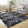 Dark gray shag area rug plush carpet