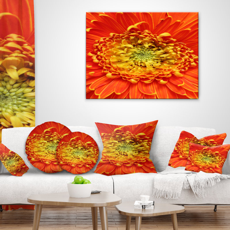 Coussin lombaire floral en brig floral belle gerbera