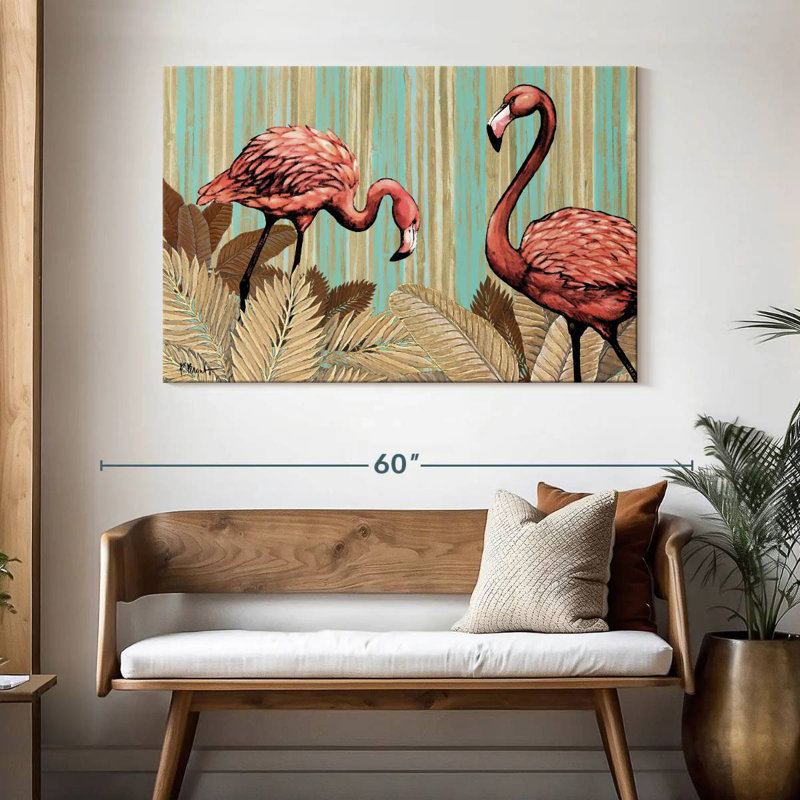 Flamant rose rétro Brampt, H 32 po x l 48 po