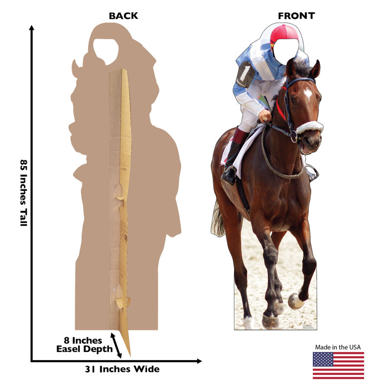 85" x 31" Life-Size Horse and Jockey Cardboard Standee