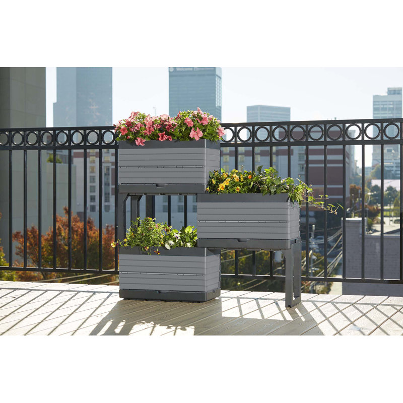 Gray Polypropylene Modular Raised Garden Planter Set