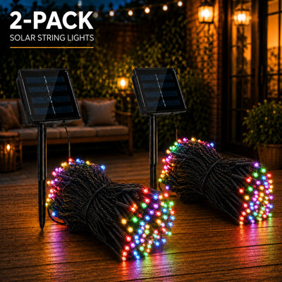 200 LED Solar Powered String Lights with 8 Modes Outdoor Waterproof Holiday Decorations