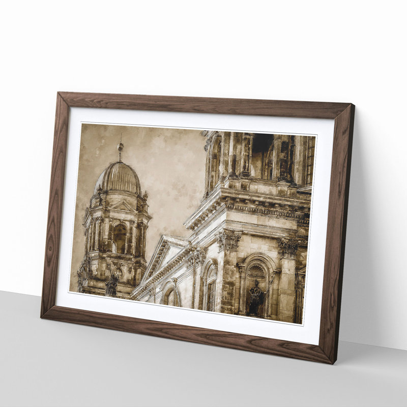 Dom Berlin Cathedral - Picture Frame Graphic Art Print, 45cm H x 63cm W x 2cm D, Walnut Framed