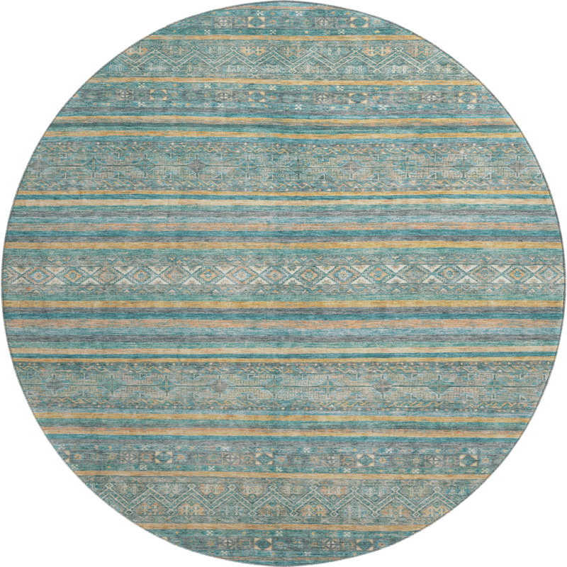 Premium Machine Washable Lampkins AMF1644 Stripes Rug, Round 8'