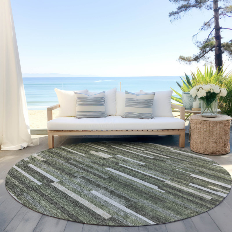 Malek Indoor/Outdoor Area Rug with Non-Slip Backing, Round 8'