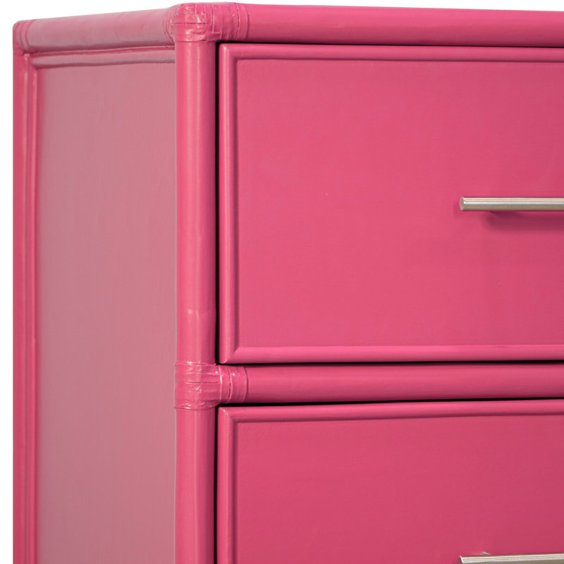 Venice 4 Drawers 54" W Double Dresser, Hot Pink