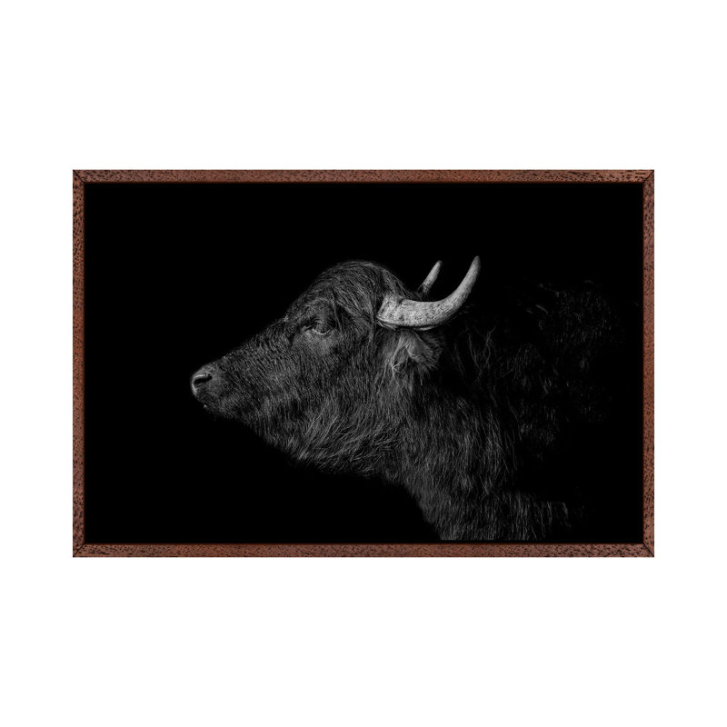 Buffalo 1 Piece Wall Art on Canvas, 66.04 cm H x 45.72 cm W, Classic Brown Wood Framed