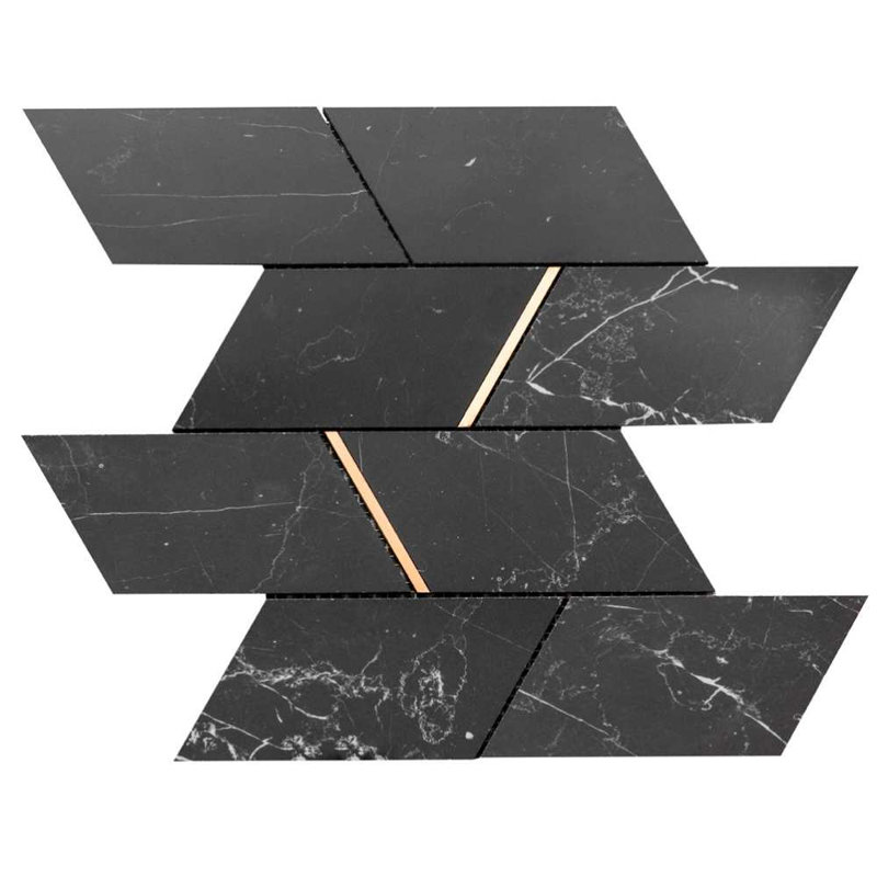 Stately Avenue 11" x 12" Porcelain Marble Look Tile, Marquina Black