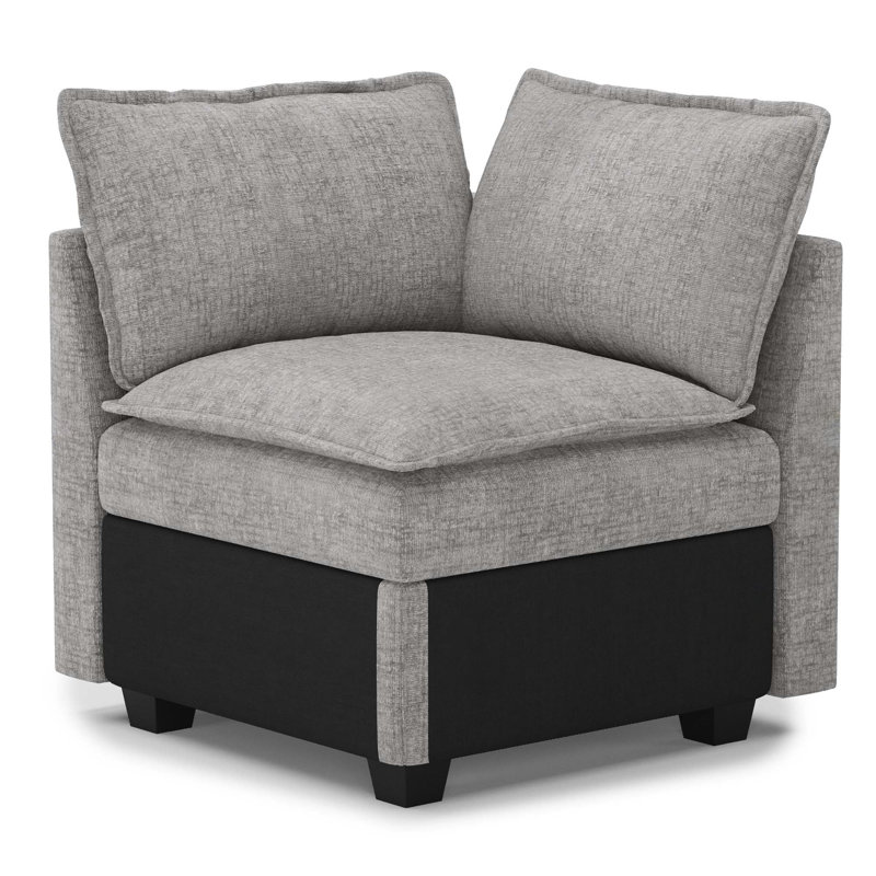 Fauteuil d'angle sans accoudoirs en Lille Chenille, Gris chenille