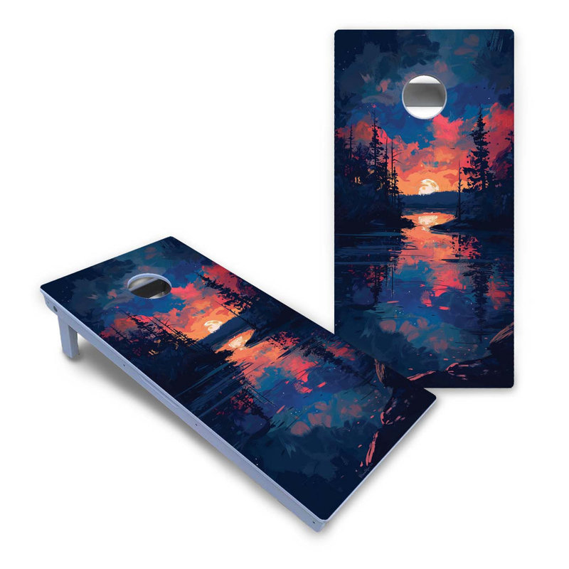Ensemble de cornhole en composite tout-temps Acadia National Park at Night, Ajouter un étui et des lumières