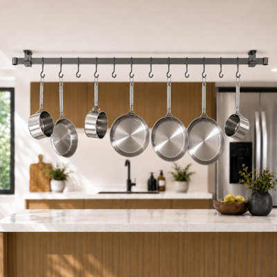 Steel Handcrafted Rectangle Wall Mounted Pot Rack