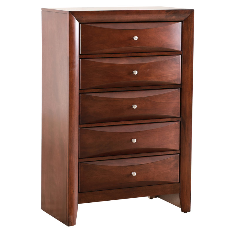 Coffre de rangement moderne en cerisier pour chambre à coucher - solide et assemblé avec des panneaux de particules en bois véritable