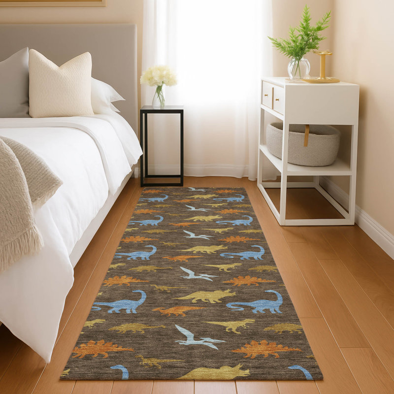 Machine Washable Indoor/Outdoor Chantille ACN2622 Kids Rug, 2'3" x 7'6" Runner, Chocolate