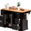 Grand îlot de cuisine avec 47 po de large et ports de charge, tablettes réglables en placage de bois d'hévéa noir, 56 po-748599521