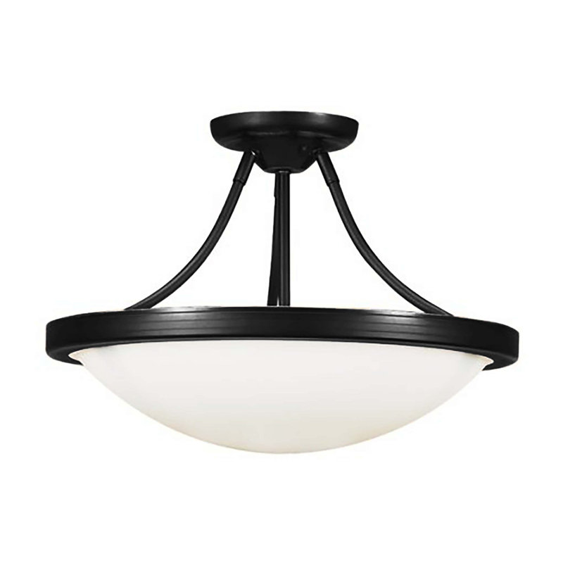 Plafonnier semi-encastré en verre Sakiko, H 9 po x l 15 po x P 15 po