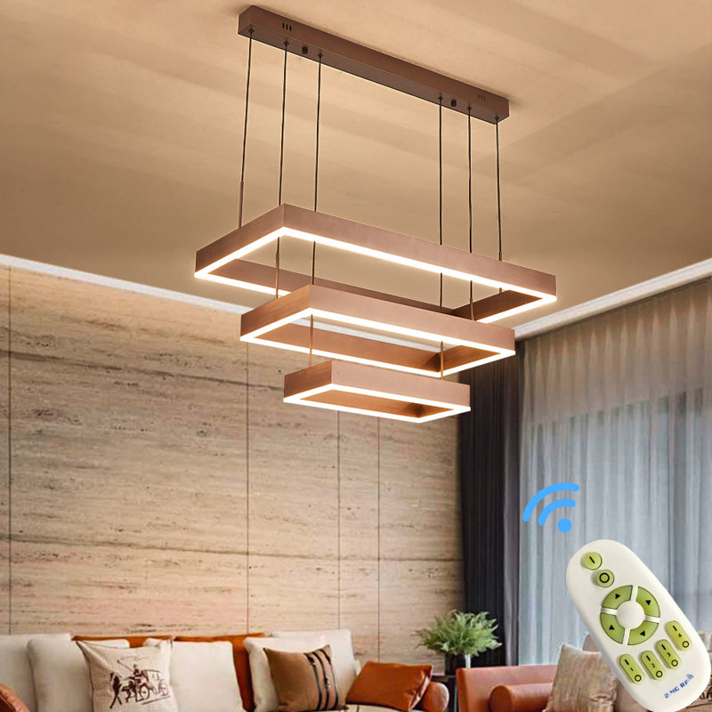 Ariadnee 3 - Light LED Square/Rectangle Pendant, Brown