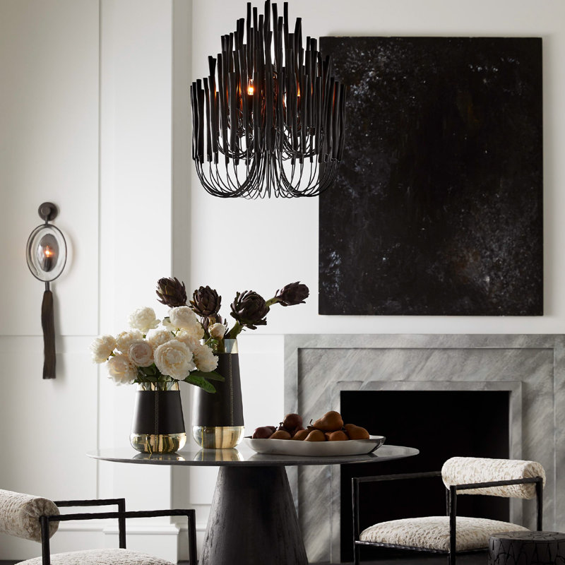 Tilda Chandelier, Black Stained Wood, 30" H x 21" W x 21" D