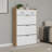 Shoe Storage Cabinet In White And Oak Finish With Three Doors And Two Drawers, Providing Substantial Storage Space