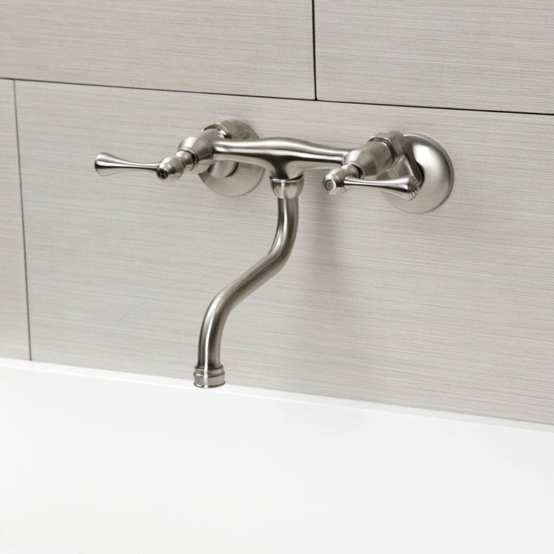 Kingston Brass Kingston Two-Handle 2-Hole Wall Mount Bathroom Faucet, Brushed Nickel