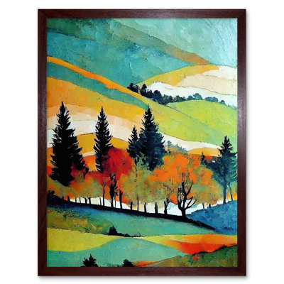 Colourful Autumn Landscape Scotland Hillside Forest - Print