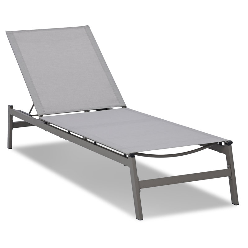 Outdoor Rust-Resistant Metal Chaise Lounge, Khaki/Gray