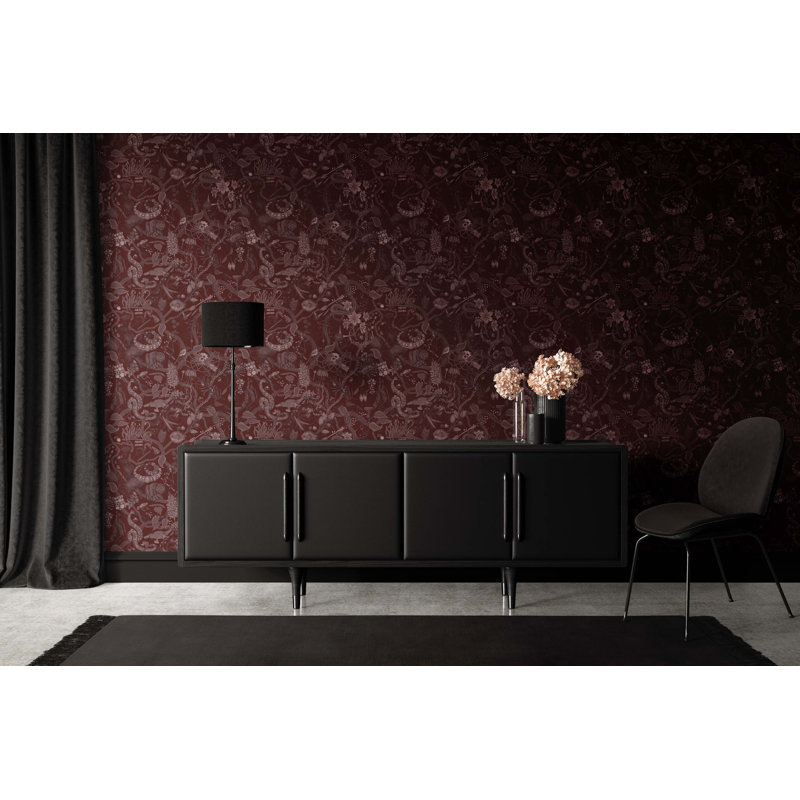 Glamour Life Wallpaper, Red/Burgundy/Maroon