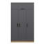 Armoire moderne moderne anthracite avec détails dorés, 53,1 po x 92,5 po x 20,5 po | 100% panneau de particules enduit de mélamine, épaisseur de 0,7 pouce | Nombreuses tablettes pour un rangement optimal, un design élégant et fonctionnel-1502532703-1502532702