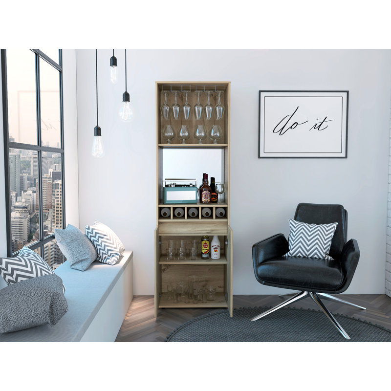 5-Bottle 2-Shelf Bar Cabinet
