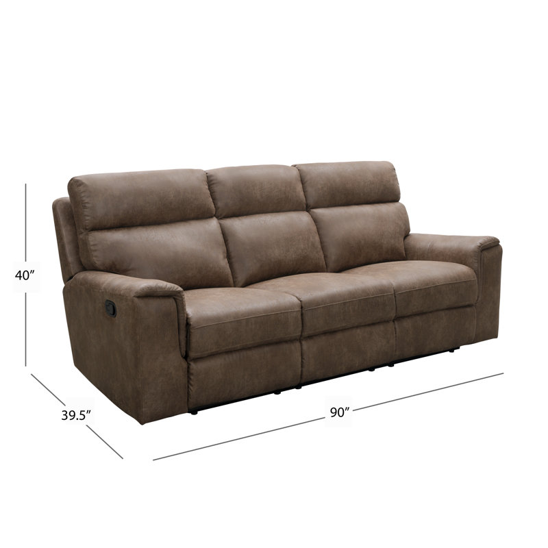 Nobleboro Upholstered 90'' Reclining Sofa, Camel