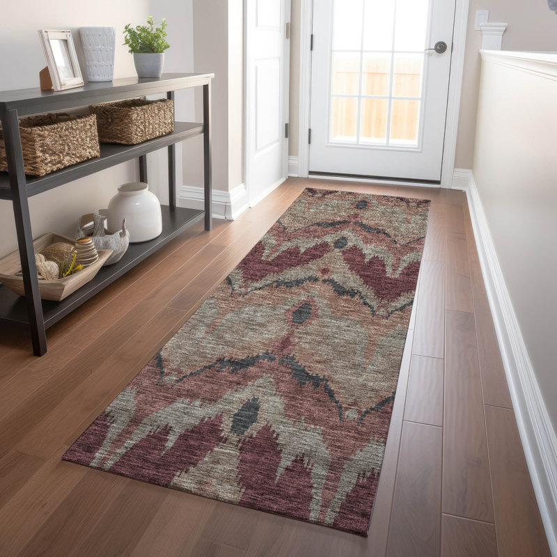 Premium Machine Washable Prisco Burgundy Rug, Runner 2'3" x 7'6"