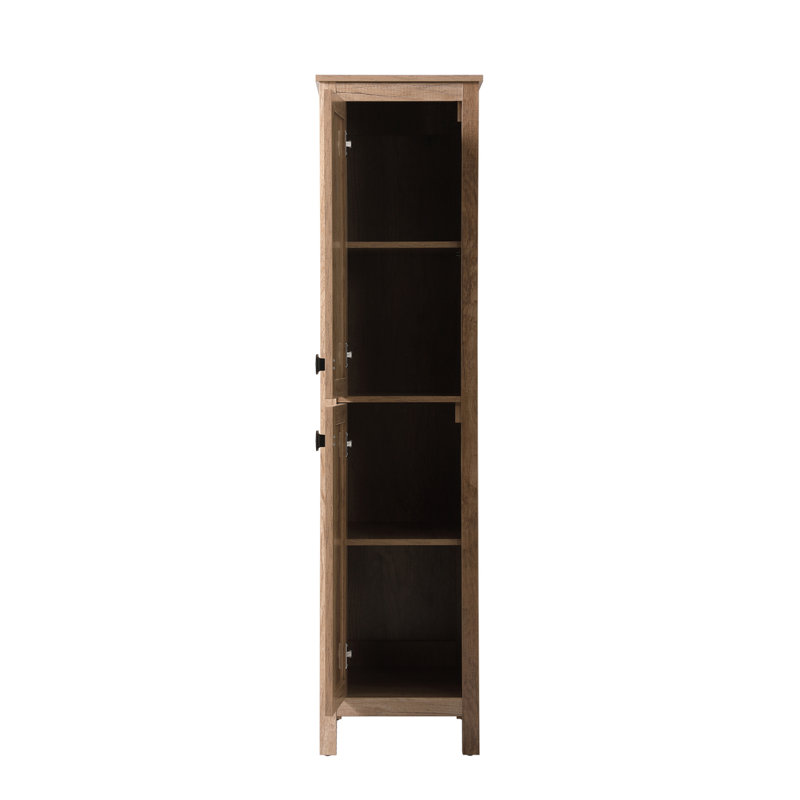 Rangement pour salle de bain Destinymarie, Chêne naturel / noir mat, H 65 po x l 16 po x P 22 po