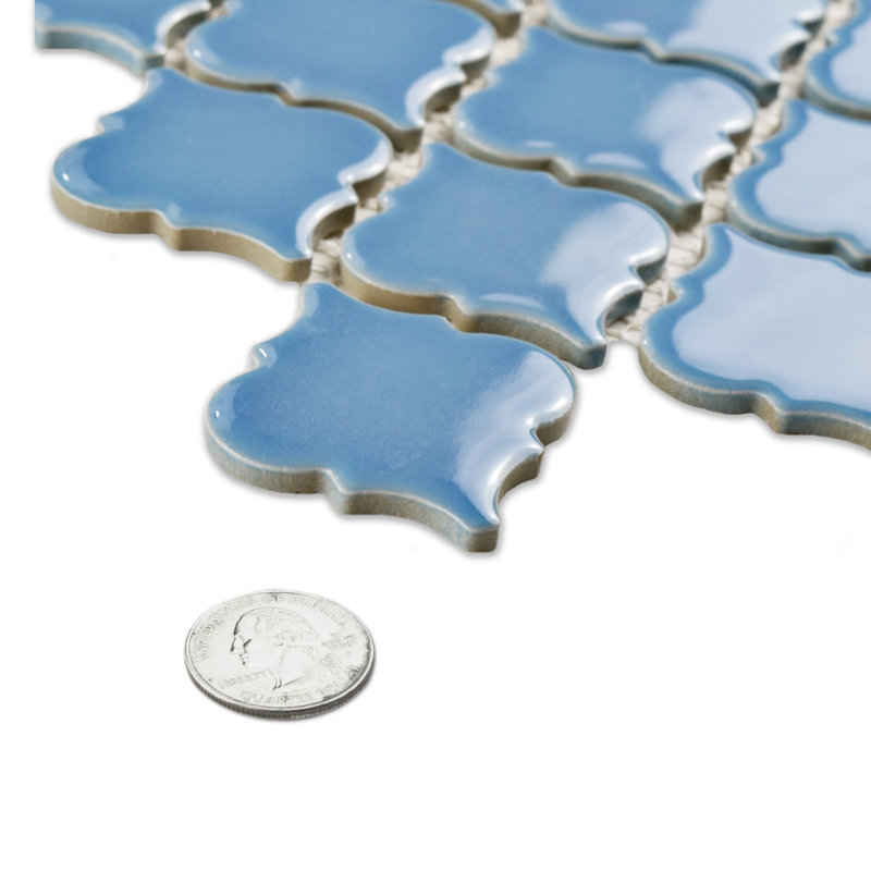 Hudson Tangier 2" x 2" Porcelain Arabesque Mosaic Wall & Floor Tile, Light Blue
