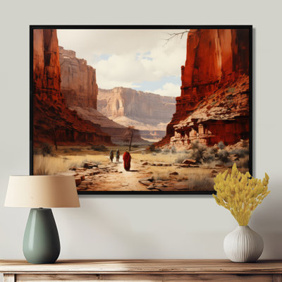 Native Canyon Echoes - Native American Art, reproduction d'art encadrée
