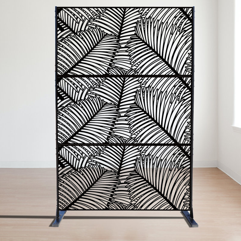 Kozyard Metal Privacy Screen Decorative Outdoor Divider with Stand Panels
