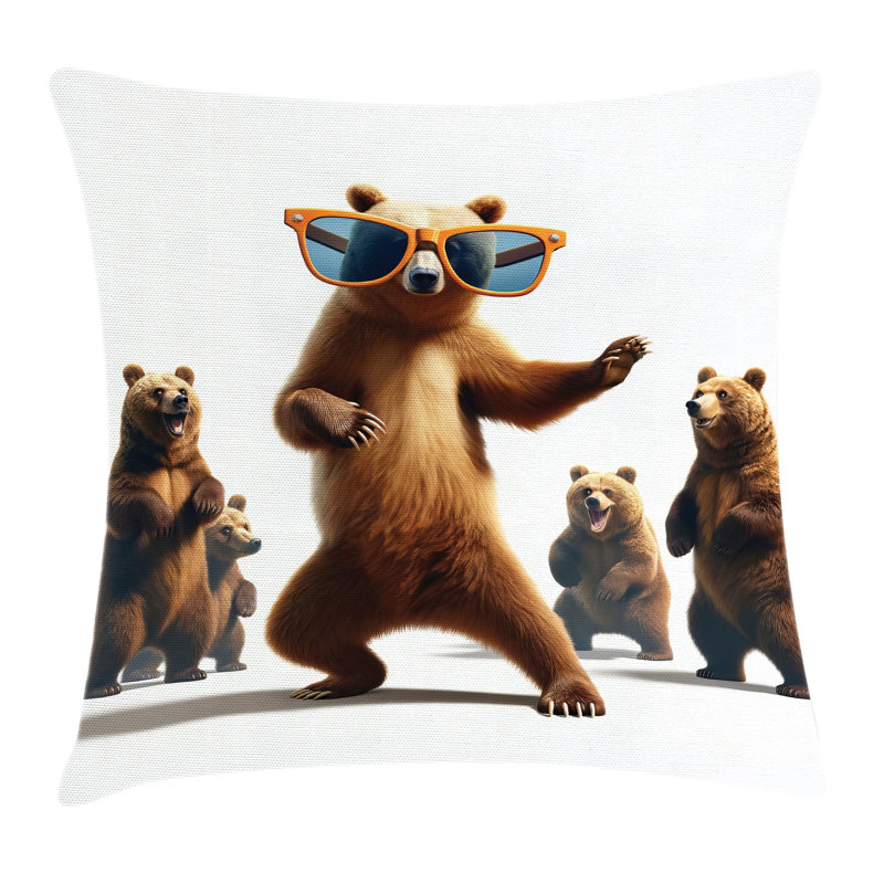 Funny Bear Pillow Cover, 26"H x 26"W, Square